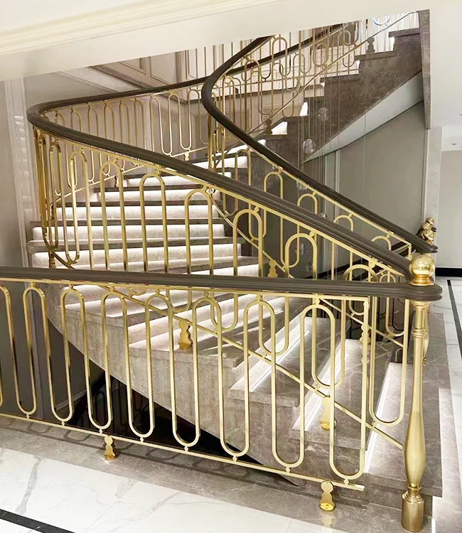 Napa Handrail Tangga Ukiran Aluminium Desain Mewah kudu diduweni kanggo Omah Modern