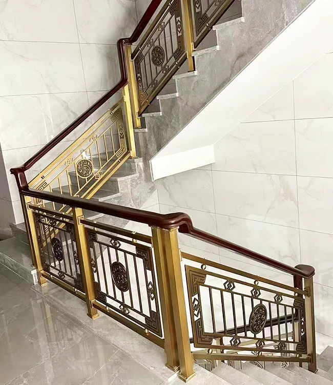 Desain Populer Dekoratif Aluminium Ukiran Interior Tangga Railing